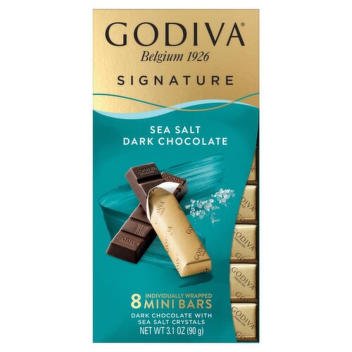 Godiva Signature Sea Salt Dark Chocolate Mini Bars, 8 count, 3.1 oz