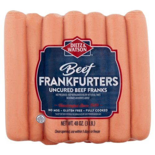 Dietz & Watson Frankfurters Uncured Beef Franks, 48 oz