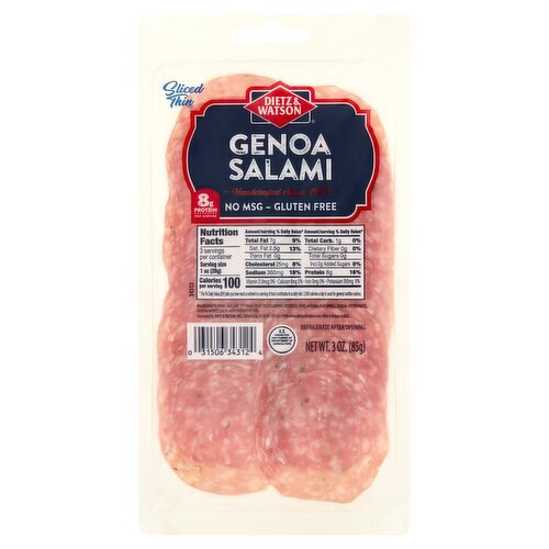 Dietz & Watson Sliced Thin Genoa Salami, 3 oz