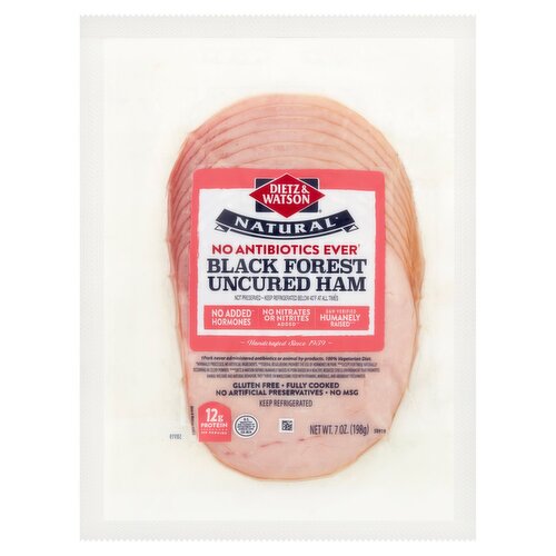 Dietz & Watson Natural Black Forest Uncured Ham, 7 oz
