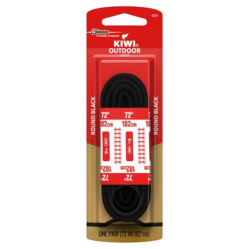 Kiwi Outdoor 72 In Round Black Laces, 1 pair