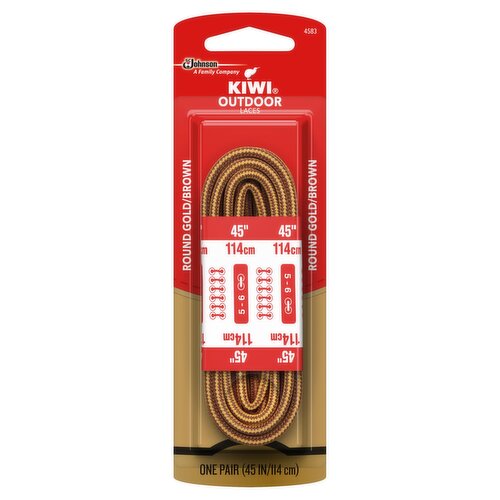 Kiwi Outdoor Round Gold/Brown Laces, one pair