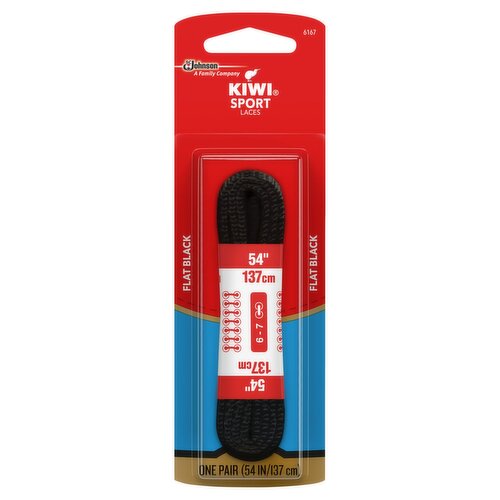 KIWI Sport Flat Laces, Black, 54", 1 pair