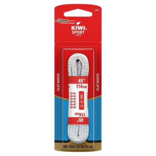 Kiwi Sport Flat White Laces, one pair