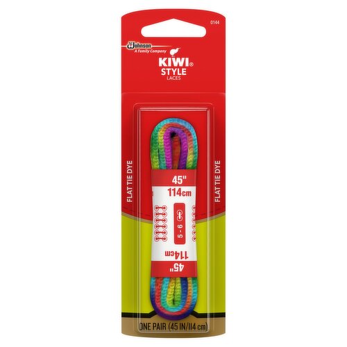 Kiwi Flat Tie Dye Style Laces, one pair