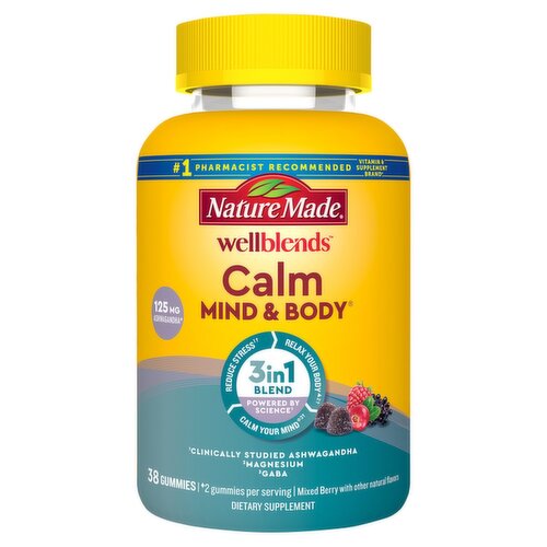 Nature Made Wellblends Mixed Berry Calm Mind & Body Dietary Supplement, 125 mg, 38 count