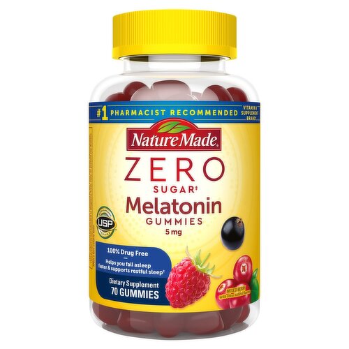 Nature Made Mixed Berry Zero Sugar Melatonin Dietary Supplement, 5 mg, 70 count