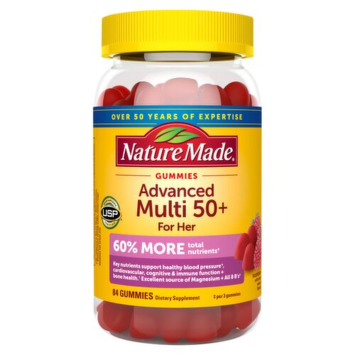 Nature Made Gummies Advanced Multi 50+ for Her Dietary Supplement, 84 count