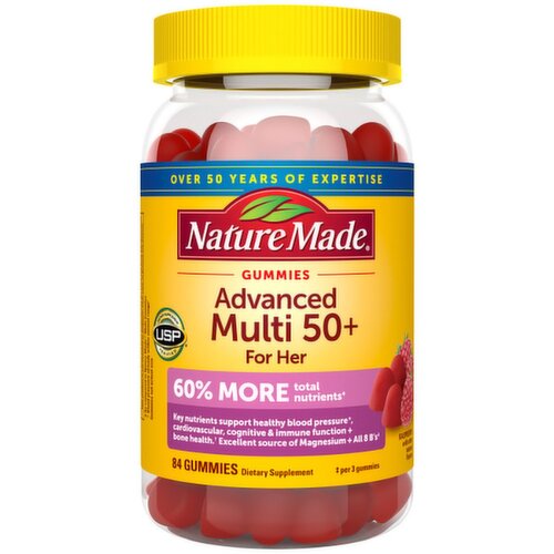 Nature Made Gummies Advanced Multi 50+ for Her Dietary Supplement, 84 count