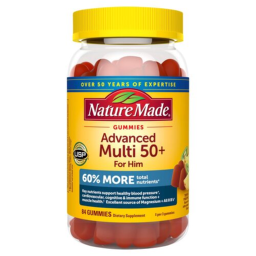 Nature Made Men Tropical Pineapple Advanced Multi 50+ Dietary Supplement, 84 count