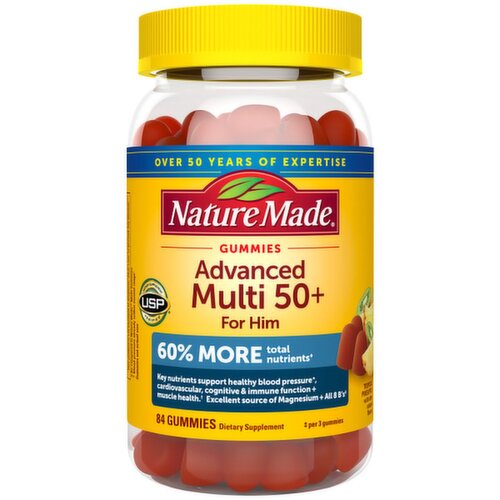 Nature Made Gummies Advanced Multi 50+ for Him Dietary Supplement, 84 count