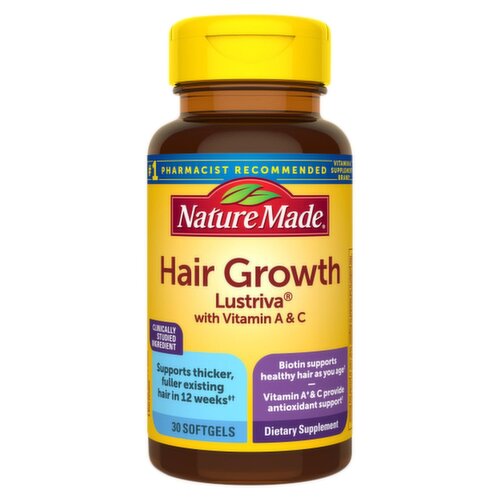 Nature Made Hair Growth Lustriva with Vitamin A & C Dietary Supplement, 30 count