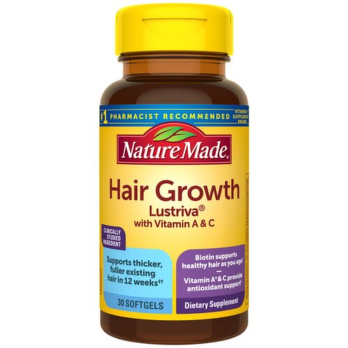 Nature Made Hair Growth Lustriva with Vitamin A & C Dietary Supplement, 30 count