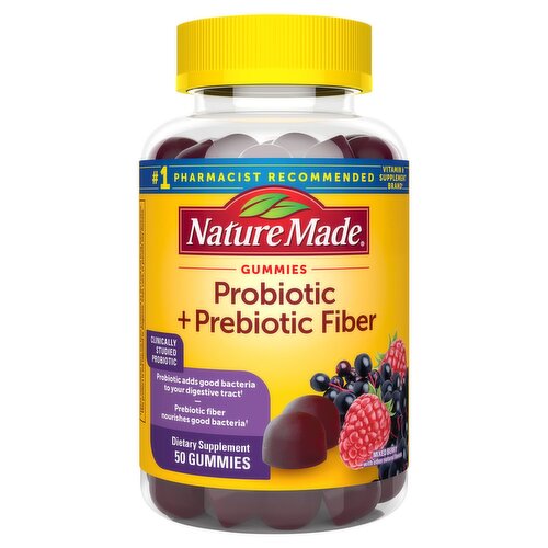 Nature Made Mixed Berry Probiotic + Prebiotic Fiber Dietary Supplement, 50 count