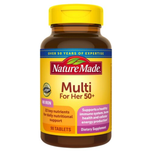 Nature Made Multivitamin For Her 50+ Tablets with No Iron, 90 Count