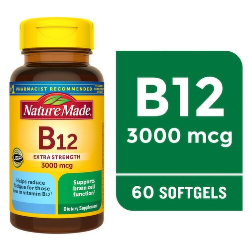 Nature Made Vitamin B12 Extra Strength Dietary Supplement, 3000 mcg, 60 count