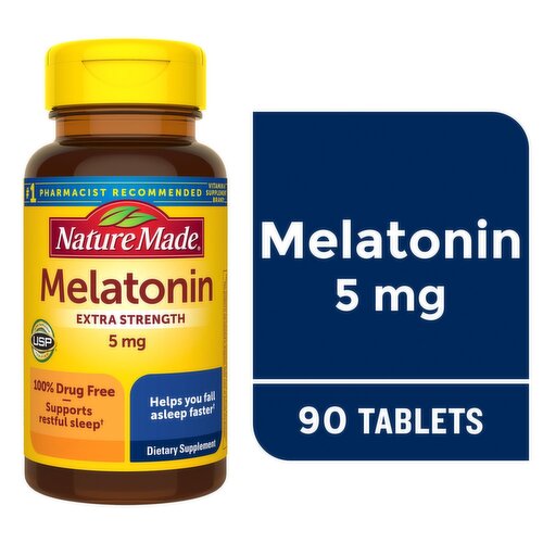 Nature Made Melatonin Extra Strength Dietary Supplement, 5 mg, 90 count