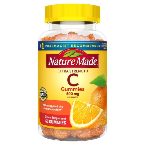 Nature Made Extra Strength C Tangerine Gummies Dietary Supplement, 500 mg, 60 count