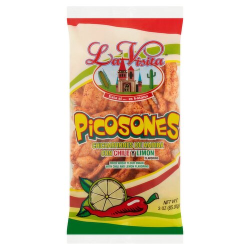 La Visita Picosones Fried Wheat Flour Snack with Chili and Lemon Flavoring, 3 oz