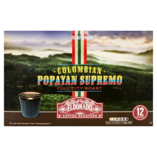 Eldorado Colombian Popayan Supremo Full City Roast Coffee K-Cup Pods, 0.44 oz, 12 count
