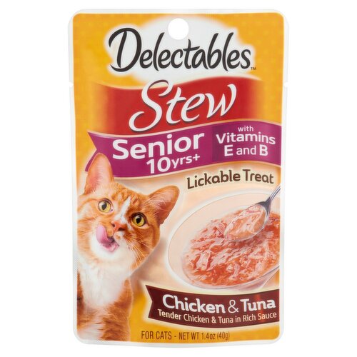 Delectables Stew Lickable Treat for Cats with Chicken & Tuna, Senior 10yrs+, 1.4 oz