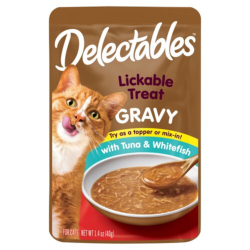 Delectables Lickable Treat Gravy with Tuna & Whitefish For Cats, 1.4 oz