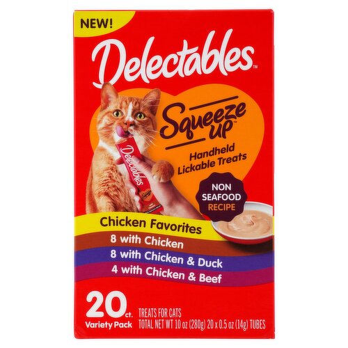 Delectables Squeeze Up Handheld Lickable Treats for Cats Variety Pack, 0.5 oz, 20 count