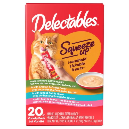 Delectables Squeeze Up Handheld Lickable Treat for Cats Variety Pack, 0.5 oz, 20 Count