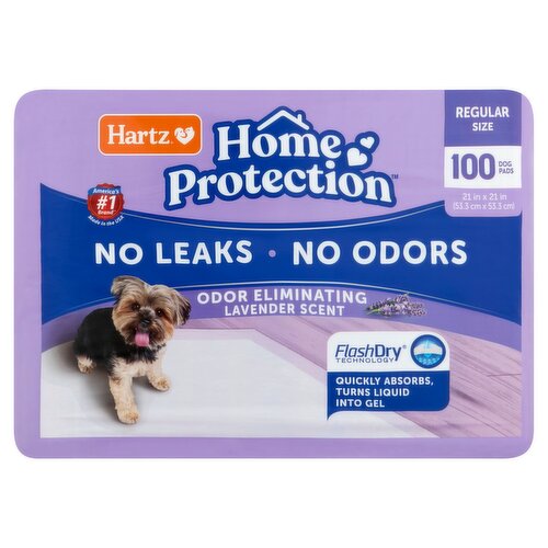 Hartz Home Protection Odor Eliminating Lavender Scent Dog Pads, Regular Size, 100 count