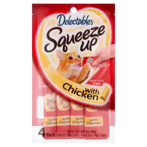 Delectables Squeeze Up Treats for Cats with Chicken, 0.5 oz, 4 count