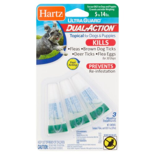 Hartz Ultra Guard Dual Action Topical for Dogs & Puppies, 0.220 fl oz, 3 count