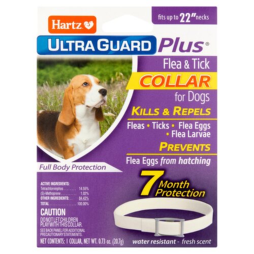 Hartz Ultra Guard Plus Fresh Scent 22" Flea & Tick White Collar for Dogs, 1 count, 0.73 oz