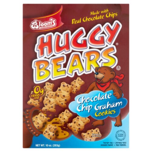 Bloom's Kosher Products Huggy Bears Chocolate Chip Graham Cookies, 10 oz