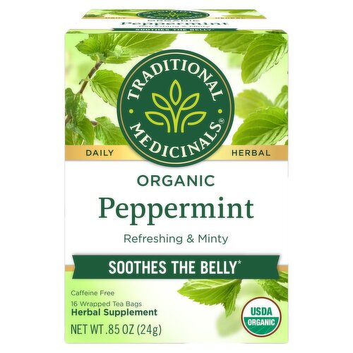 Traditional Medicinals Organic Peppermint Herbal Supplement, 16 count, .85 oz