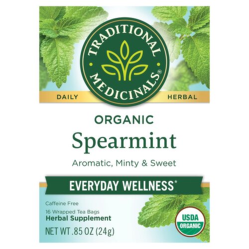 Traditional Medicinals Organic Spearmint Herbal Supplement, 0.85 oz, 16 count