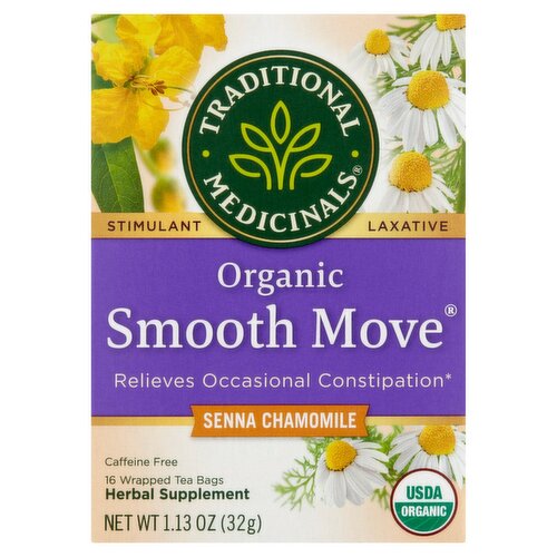 Traditional Medicinals Smooth Move Organic Senna Chamomile Herbal Supplement, 16 count, 1.13 oz