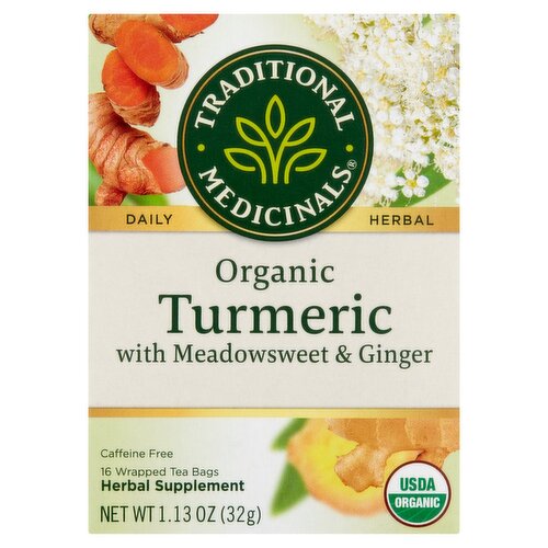 Traditional Medicinals Organic Turmeric & Ginger Tea Herbal Supplement, 16 count, 1.13 oz