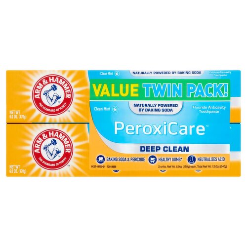 Arm & Hammer PeroxiCare Deep Clean Mint Toothpaste Value Twin Pack!, 6.0 oz, 2 count