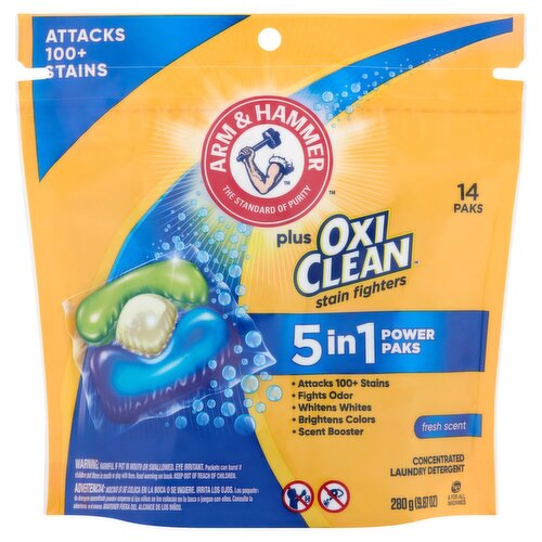 Arm & Hammer Plus OxiClean Stain Fighters Fresh Scent Concentrated Laundry Detergent, 14 count, 9.87