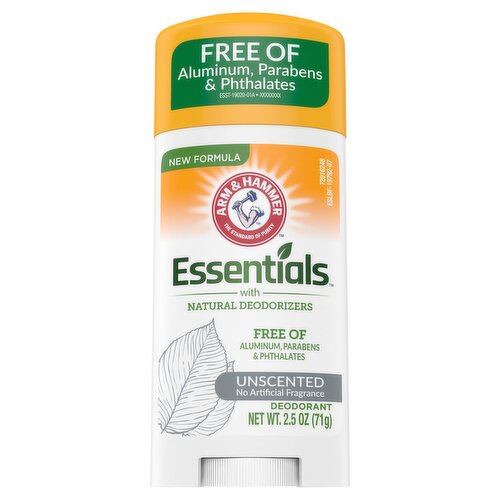 Arm & Hammer Essentials Unscented Deodorant, 2.5 oz