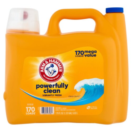 Arm & Hammer Powerfully Clean Vibrantly Fresh Clean Burst Detergent, 170 loads, 170 fl oz