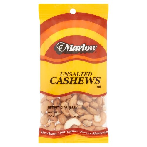Marlow Unsalted Cashews, 2 oz