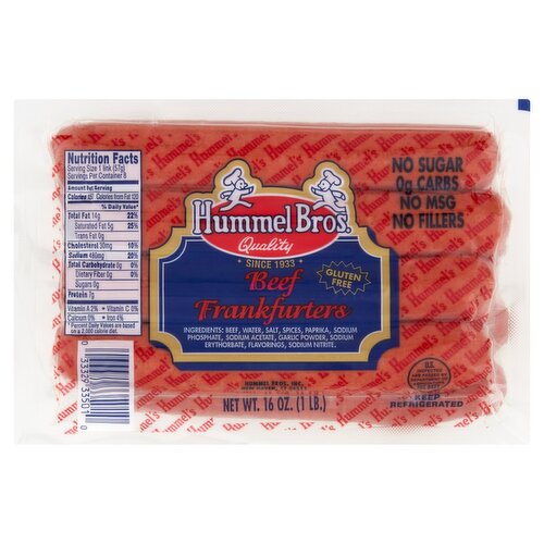 Hummel Bros. Beef Frankfurters, 16 oz