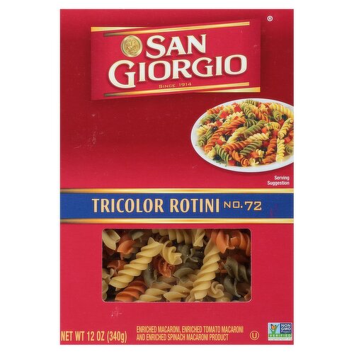 San Giorgio Tricolor Rotini No. 72 Enriched Macaroni Product, 12 oz