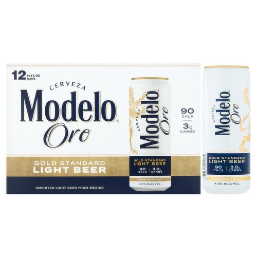 Modelo Oro Gold Standard Light Beer, 12 count, 12 fl oz