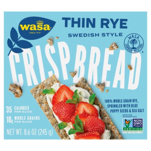 Wasa Thin Rye Swedish Style Crispbread Crackers, 8.6 oz