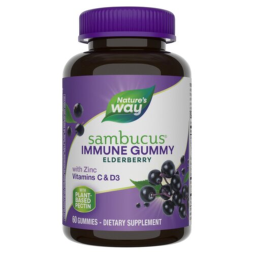 Nature's Way Sambucus Immune Gummy Elderberry Dietary Supplement, 60 count