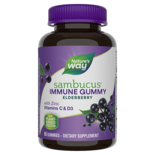 Nature's Way Sambucus Immune Gummy Elderberry Dietary Supplement, 60 count