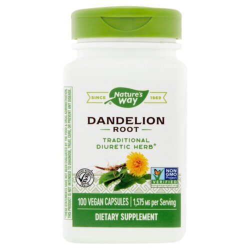 Nature's Way Dandelion Root Vegan Capsules Dietary Supplement, 100 count