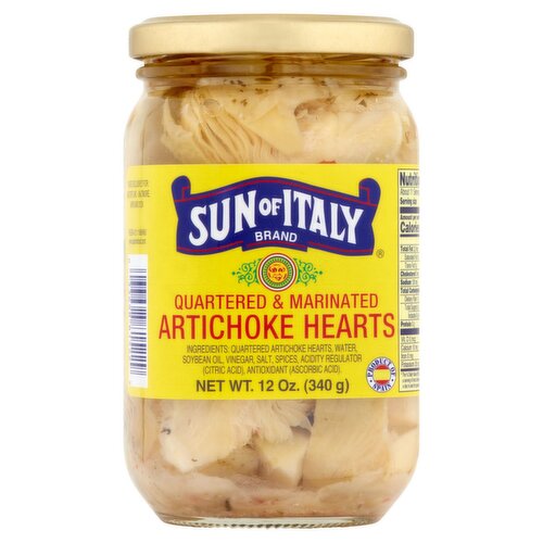 Sun of Italy Quartered & Marinated Artichoke Hearts, 12 oz